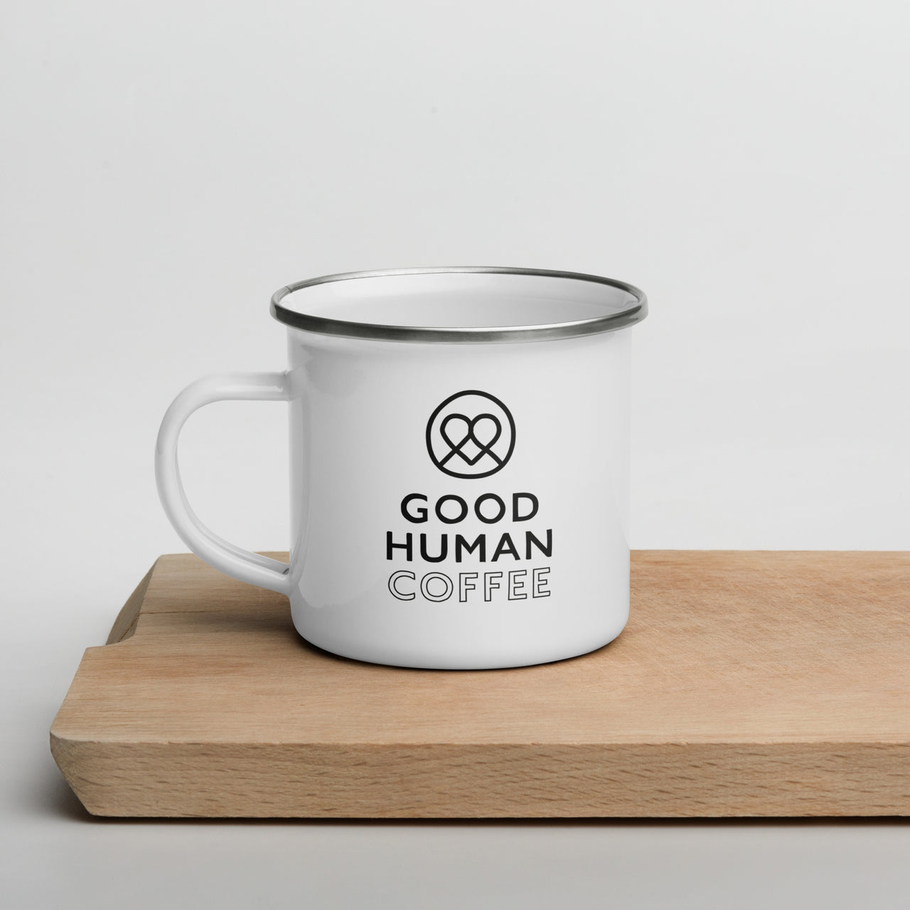 Good Human Enamel Coffee Mug.