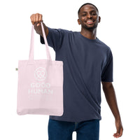 Thumbnail for Good Human organic tote - Pink + White Decals.