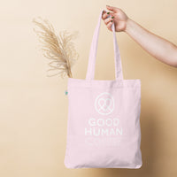 Thumbnail for Good Human organic tote - Pink + White Decals.