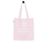 Thumbnail for Good Human organic tote - Pink + White Decals.