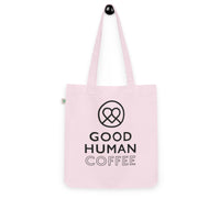 Thumbnail for Good Human organic tote - pink + black decals.