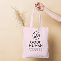 Thumbnail for Good Human organic tote - pink + black decals.